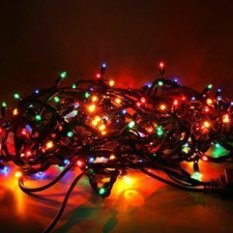 Электрогирлянда Нить, 200 микроламп мульти, 1м, 8 режимов,  IP44 Jazzway OTW200C-M