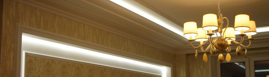 Монтаж светодиодной ленты на карниз, подсветка потолка и стены